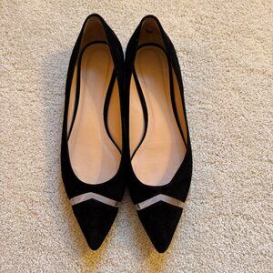 HTF! Club Monaco Women's Black Suede Peep Toe Flat - Size 38